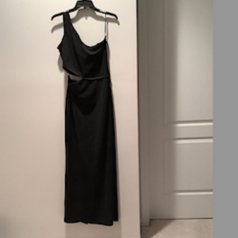 ABS One-shoulder Black Formal Dress by Allen Schwartz